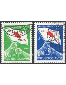 1948 - Trieste B, Croce Rossa, serie n° 39/40. Cert.: Biondi. Cat. € 780 (U)
