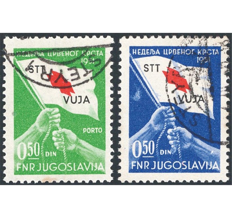1948 - Trieste B, Croce Rossa, serie n° 39/40. Cert.: Biondi. Cat. € 780 (U)