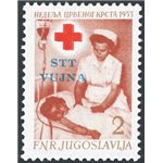 1953 - Trieste B, Croce rossa 2 d. bruno e rosso bruno con doppia croce rossa, n° 93a. Cert.: IC. Cat. € 250 (**)