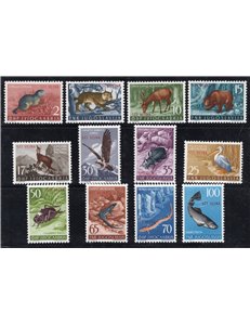1954 - Trieste B, Animali, serie n° 101/12. Cert.: IC. Cat. € 250 (**)