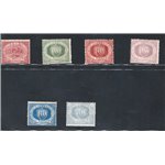 1894/99 - Stemma, serie n° 26/31. Firm.: Oliva - Raybaudi - ED. Cert.: IC. Cat. € 3.845 (**)