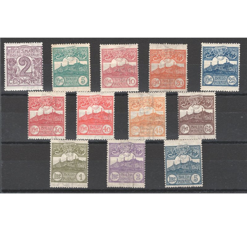 1903 - Cifra e vedute, serie n° 34/45. Cert.: Biondi. Cat. € 5.875 (**)