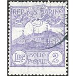 1902 - Vedute 2 £ violetto, n° 44. Cert.: Biondi. Cat. € 600 (U)