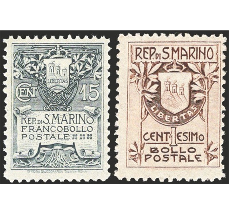 1907 - Stemma, serie n° 47/48. Cat. € 250 (**)