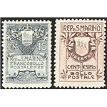 1907 - Stemma, serie n° 47/48. Cat. € 250 (**)