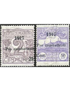 1917 - Pro Combattenti, serie n° 51/52 con ottima centratura. Cert.: Biondi. Cat. € 550 (**)