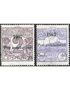 1917 - Pro Combattenti, serie n° 51/52. Cert.: IC. Cert.: Biondi. Cat. € 275 (**)