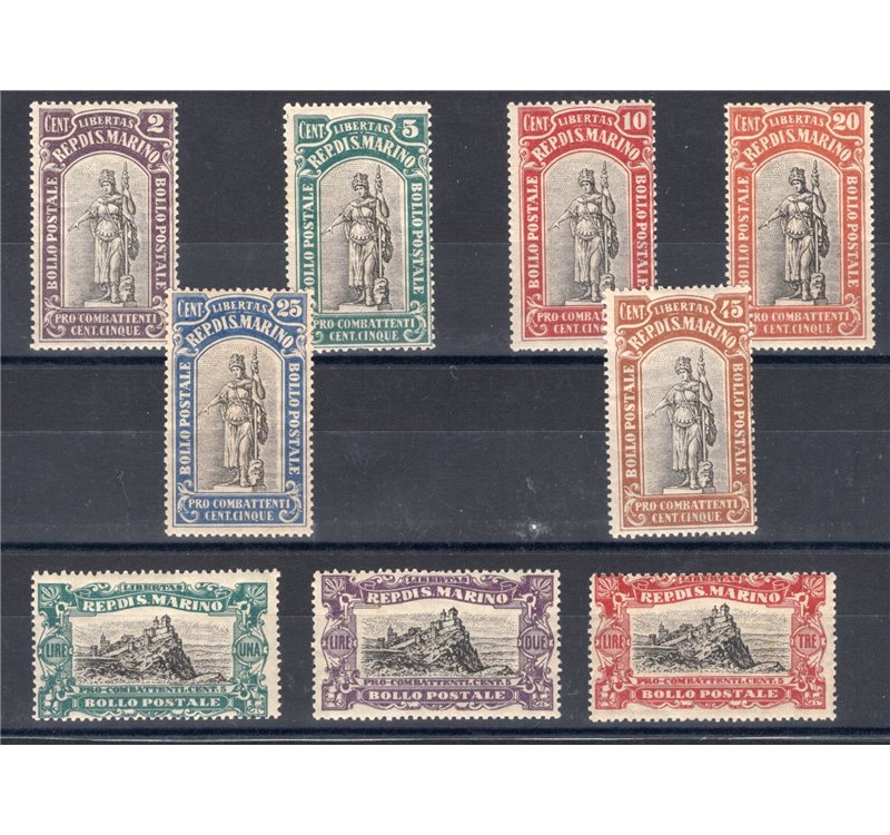 1917 - Pro Combattenti, serie n° 54/62. Cat. € 275 (**)