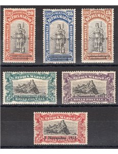 1918 - Pro Combattenti con soprast. "3 Novembre 1918", serie n° 63/68. Cert.: IC. Cat. € 250 (**)