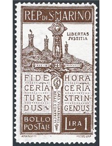 1923 - Pro Volontari 1 £ bruno, serie n° 97. Cat. € 110 (**)