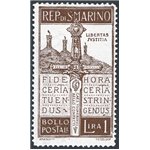 1923 - Pro Volontari 1 £ bruno, serie n° 97. Cat. € 110 (**)