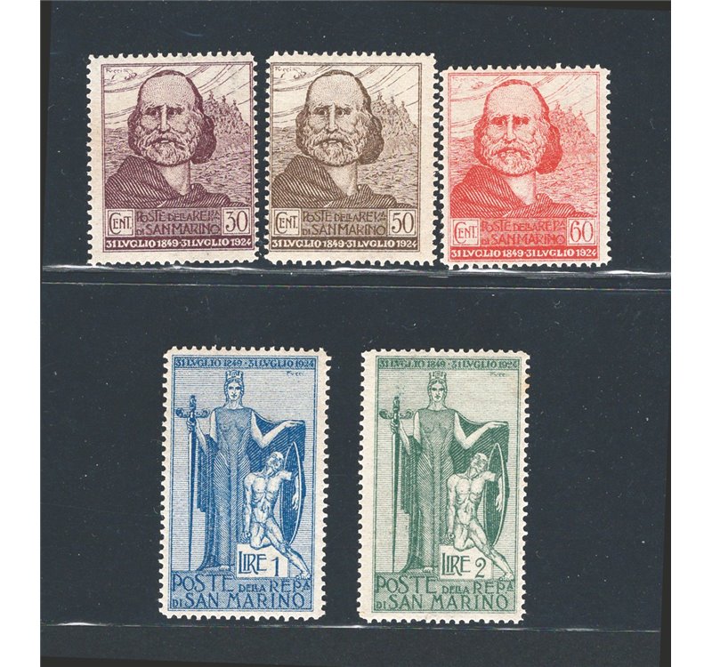 1924 - Garibaldi, serie n° 98/102. Cat. € 120 (**)