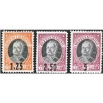 1927 - Onofri con nuovi valori soprast., serie n° 130/32 con ottima centratura. Cert.: IC. Cat. € 550 (**)