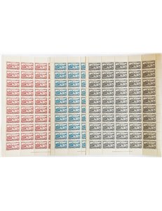 1927 - Ara dei volontari, serie n° 134/36 in fogli interi da 50. Cat. € 7.000 (**)