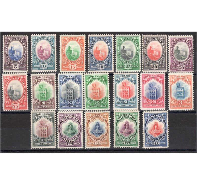 1929/35 - Palazzetto e Libertas, serie n° 141/58. Cert.: IC. Cat. € 660 (*)
