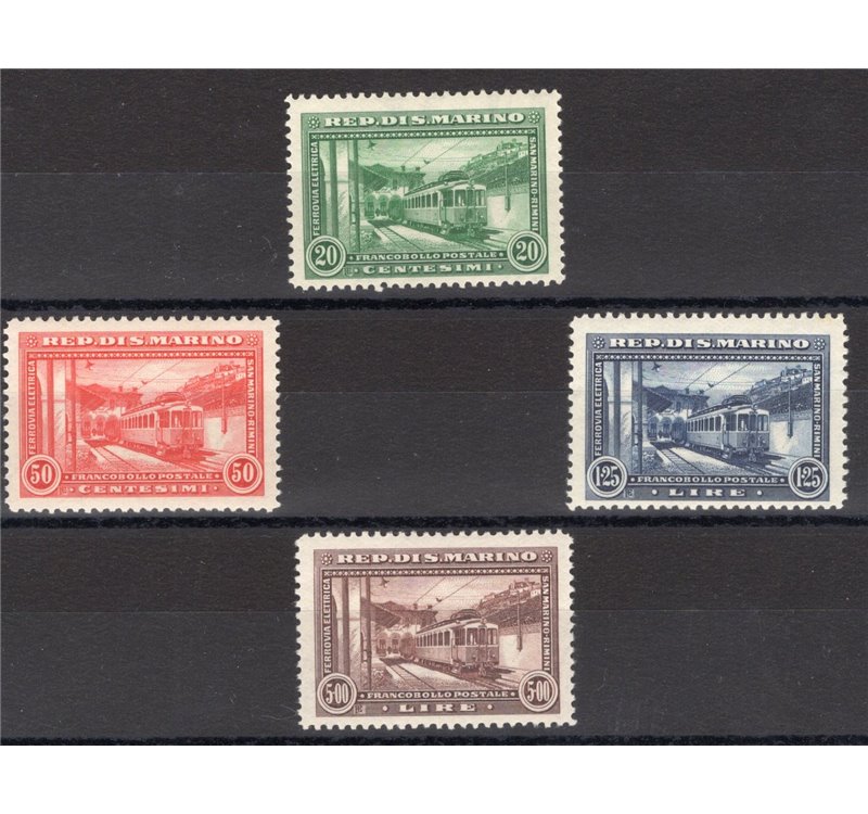 1932 - Treni, serie n° 164/67. Cert.: IC. Cat. € 550 (**)