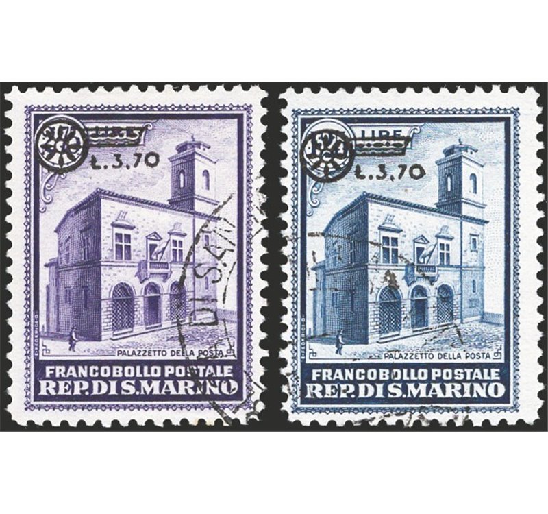 1934 - Palazzetto soprast., serie n° 184/85. Cert.: IC. Cat. € 220 (U)