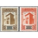 1943 - Caduta del Fascismo 5 c. bruno e 10 c. arancio con soprast. modificata, serie n° 253A/54A. Cert.: Biondi. Cat. € 4.400 (*