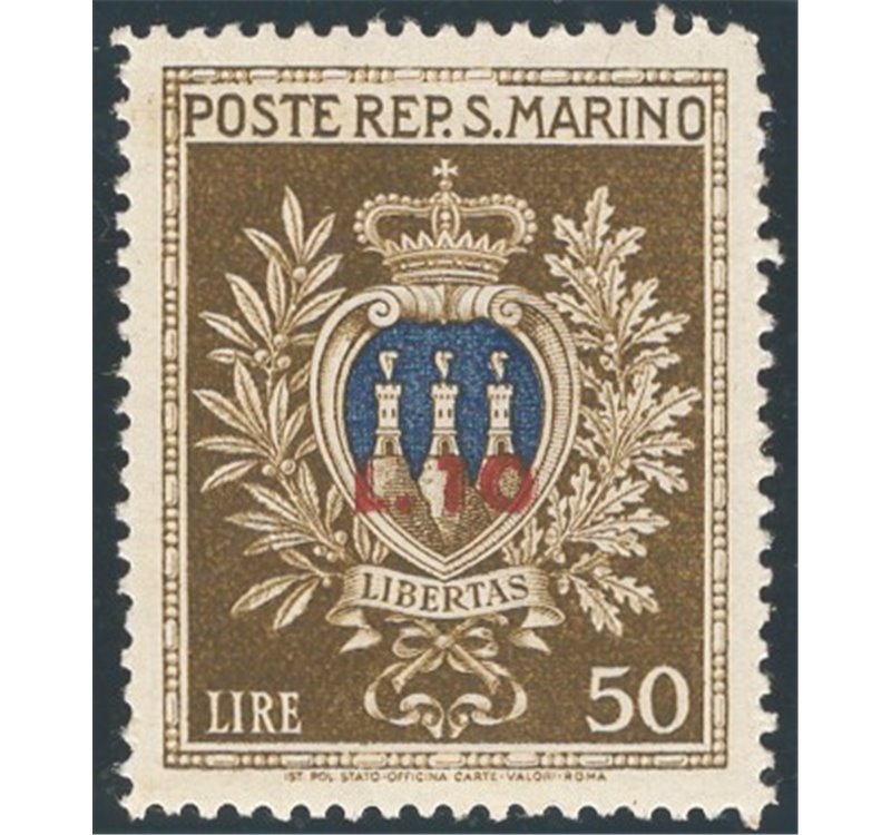 1946 - Stemma 10 £ su 50, n° 297. Cat. € 50 (**)