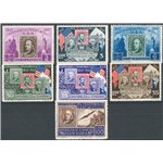 1947 - 100° Anniv. del Francobollo U.S.A., serie n° 330/35 + P.A. 75. Cat. € 35 (**)