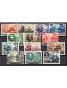 1952 - Cristoforo Colombo, serie n° 372/83 + P.A. 101. Cert.: Biondi. Cat. € 325 (**)