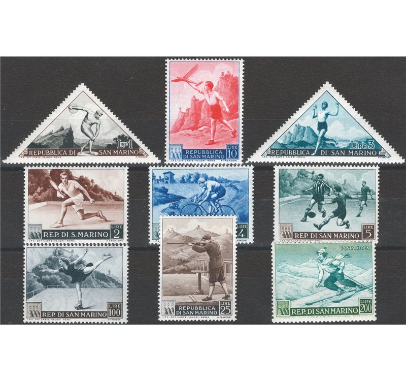 1953 - Sport, serie n° 391/98 + P.A. 111. Cat. € 150 (**)