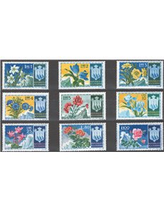 1953 - Fiori, serie n° 400/408. Cat. € 100 (**)