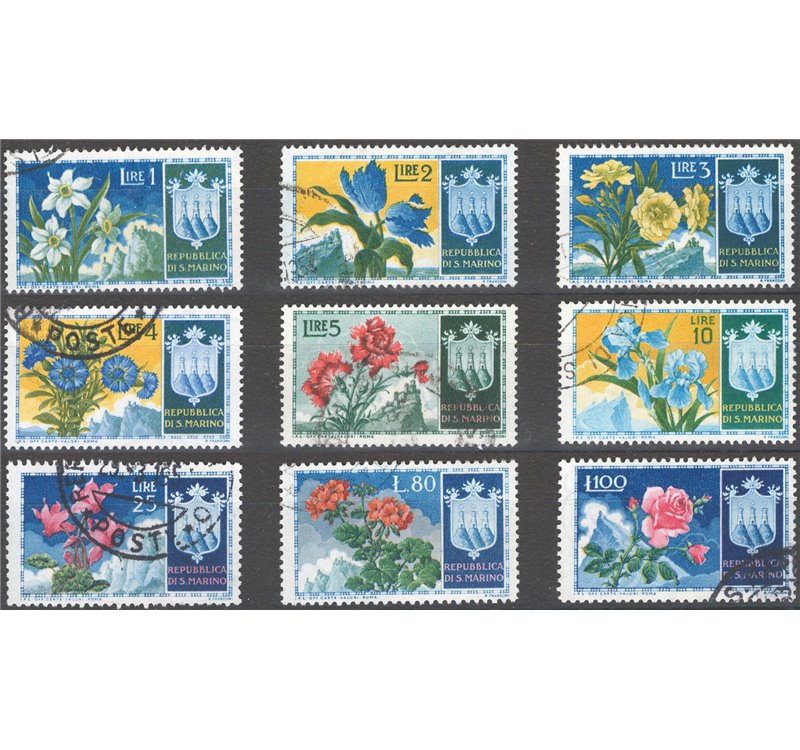 1953 - Fiori, serie n° 400/408. Cat. € 50 (U)