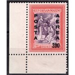 1948 - P.A. Alberoniana 25 £ carminio e violetto con soprast. "Posta Aerea 200", n° 76 angolo di foglio. Cat. € 70 (**)