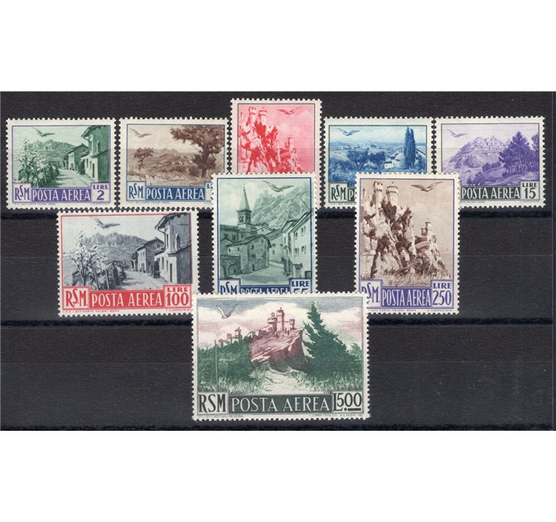 1950 - P.A. Vedute, serie n° 83/91. Cert.: IC. Cat. € 500 (**)