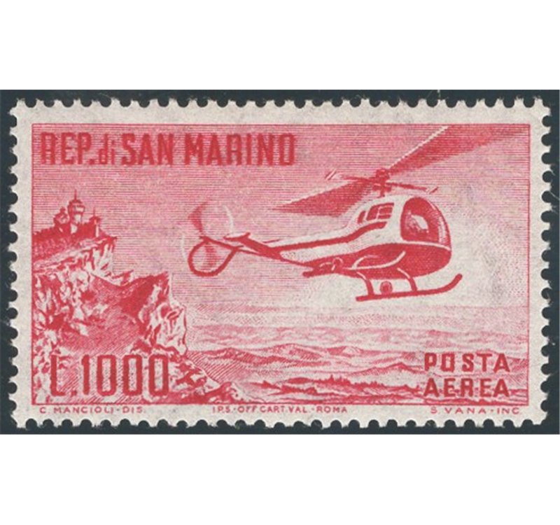 1961 - P.A. Elicottero 1.000 £, n° 138. Cat. € 70 (**) 