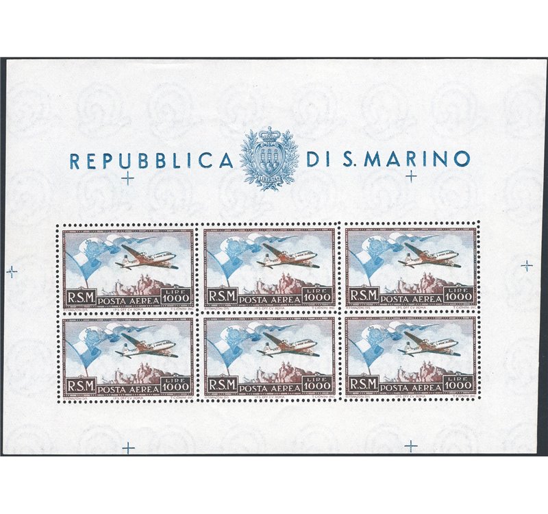 1951 - BF Bandiera 1.000 £ bruno e celeste, n° 13. Cert.: IC. Cat. € 16.000 (**)