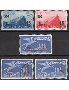 1947/48 - Espressi soprast. serie n° 16/20. Cat. € 75 (U)