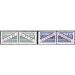 1953 - Pacchi Cifra e veduta 10 £ grigio lilla + 300 £ violetto rosso con filigrana ruota, serie n° 35/36. Cert.: IC. Cat. € 375