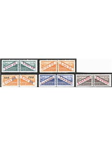 1956/61 - Pacchi postali cifra e vedute con filigrana stelle, serie n° 37/41. Cat. € 75 (**)