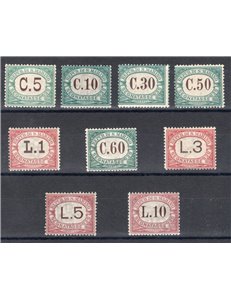 1897/1919 - Segnatasse cifra in ovale, serie n° 1/9. Cert.: IC. Cat. € 1.250 (**)
