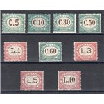 1897/1919 - Segnatasse cifra in ovale, serie n° 1/9. Cert.: IC. Cat. € 1.250 (**)