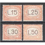 1927/28 - Segnatasse cifra alti valori complementari, serie n° 28/31. Cert.: IC. Cat. € 400 (**)