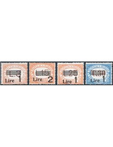 1936/39 - Segnatasse soprast. con nuovo valore, serie n° 50/53. Cert.: IC. Cat. € 1.500 (**)