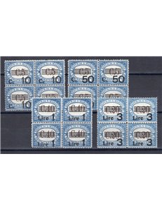 1940 - Segnatasse del 1939 con nuovi valori in soprastampa, serie n° 60/63 in quartina ottimamente centrati Cert.: IC. Cat. € 1.