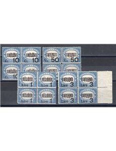 1940 - Segnatasse del 1939 con nuovi valori in soprastampa, serie n° 60/63 in quartina. Cert.: IC. Cat. € 900++ (**)