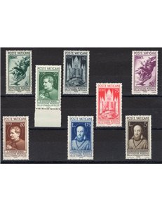 1936 - Stampa Cattolica, serie n° 47/54. Cert.: IC. Cat. € 480 (**)