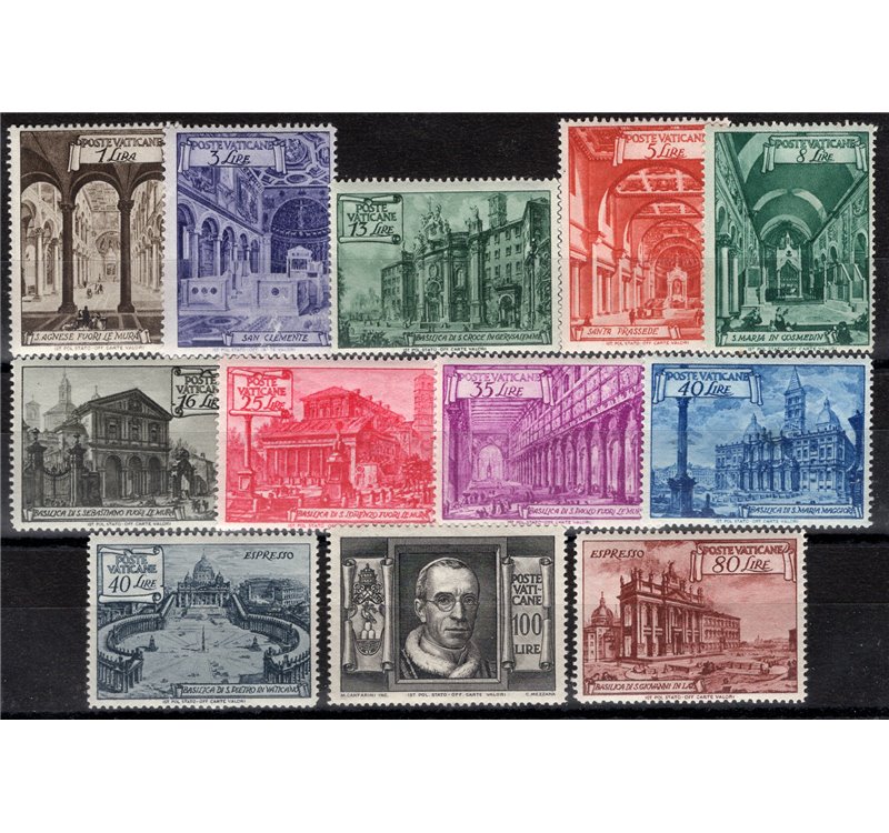 1949 - Basiliche, serie n° 122/31 + Ex 11/12. Cat. € 170 (**)
