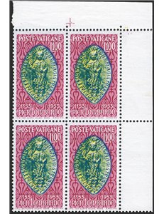 1953 - Pier Lombardo, n° 173 in quartina d'angolo. Cat. € 240+ (**)