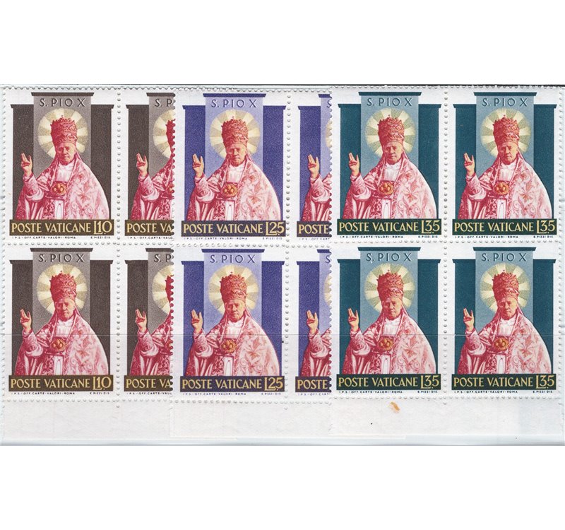 1954 - Pio X, n° 182/84 in quartina. Cat. € 40+ (**)