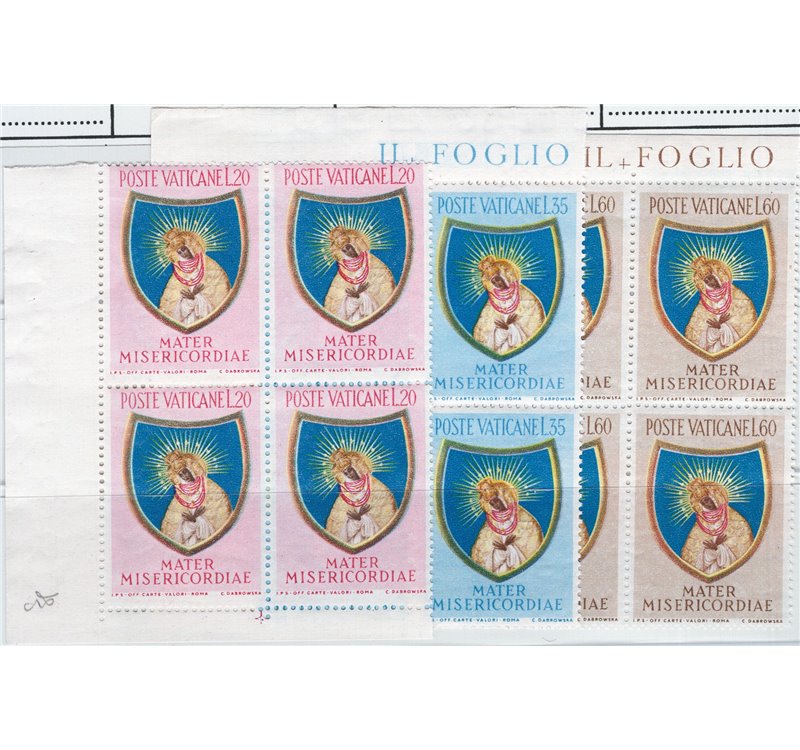 1951 - Anno mariano in quartina d'angolo, serie n° 189/91. Cat. € 150+ (**)