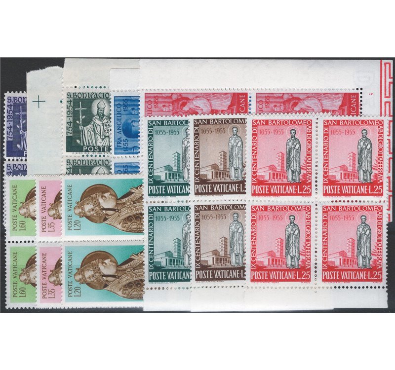 1955 - Annata completa in quartina, n° 192/202. Cat. € 70+ (**)