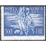 1948 - P.A. Tobia 500 £ oltremare con dentellatura fortemente spostata in senso verticale e filigrana lettere 10/10 (la filigran