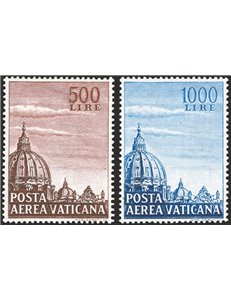 1953 - P.A. Cupoloni I con filigrana lettere verticale al centro dei francobolli, serie n° 22/23. Cert.: IC (**)