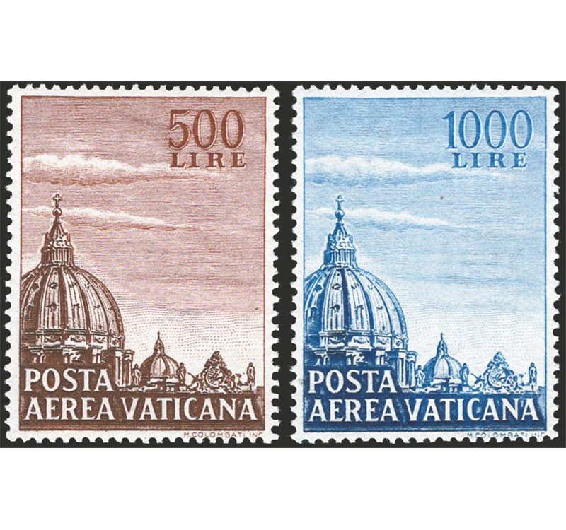 1953 - P.A. Cupoloni I con filigrana lettere verticale al centro dei francobolli, serie n° 22/23. Cert.: IC (**)